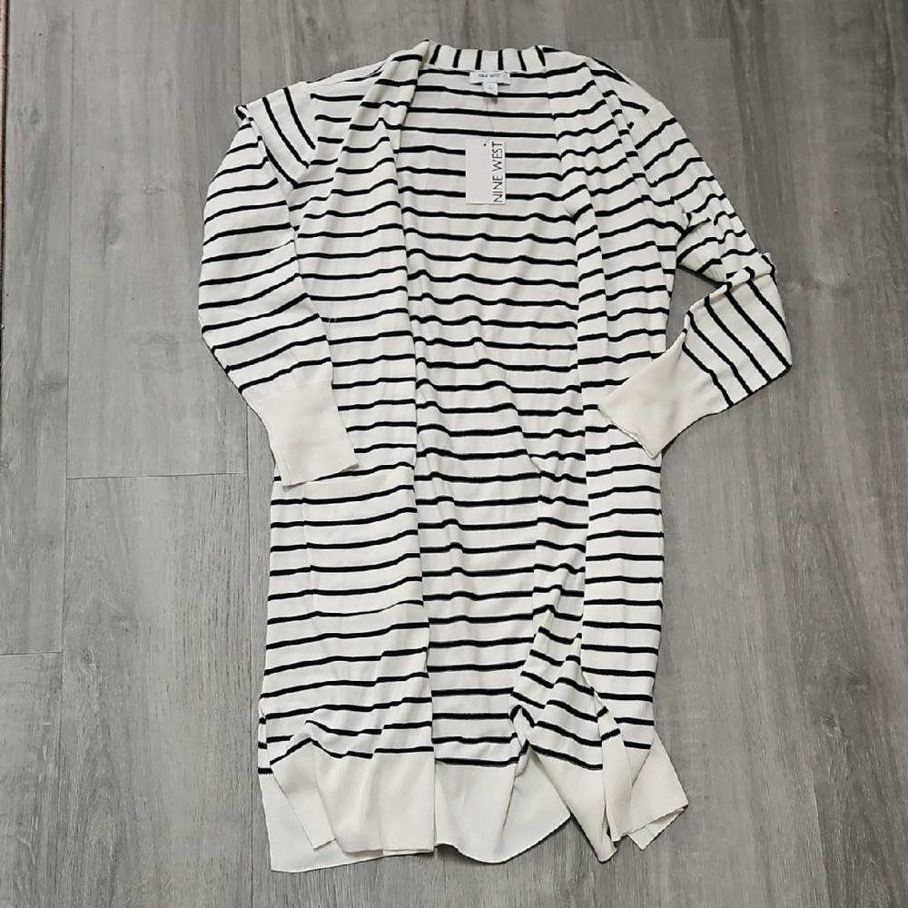 Nine West Striped Long Cardigan